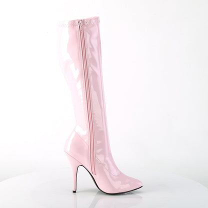 SEDUCE-2000 Pleaser Knee High Boots B. Pink Str Pat Single Soles