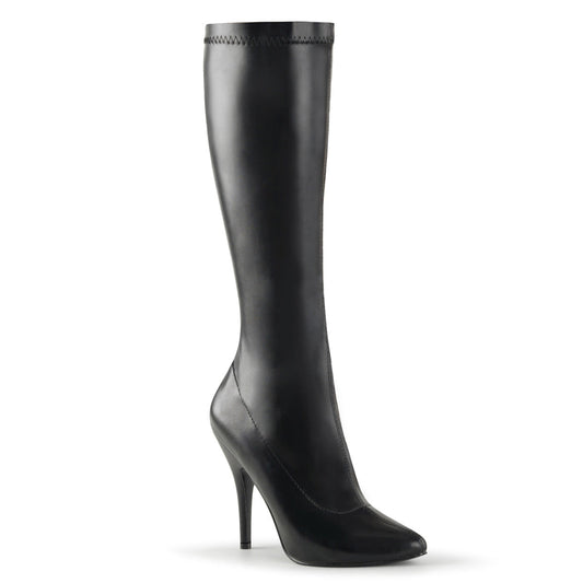 SEDUCE-2000 Pleasers 5 Inch Heel Black Knee High Boots Fetish Footwear