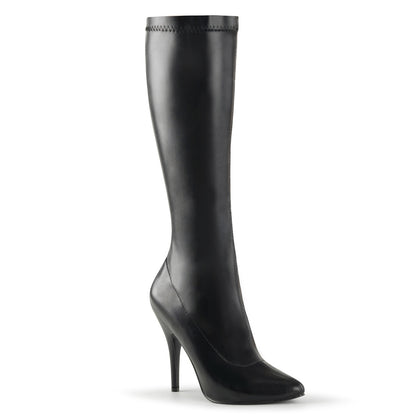 Pleaser SEDUCE-2000 Black Knee High Boots - 5 Inch Heels