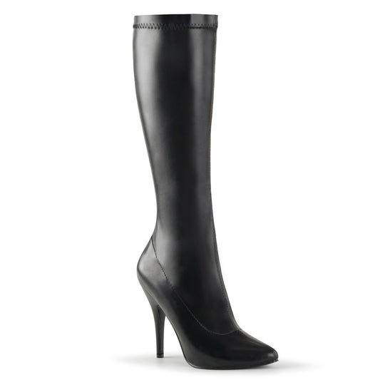 Pleaser SEDUCE-2000 Black Knee High Boots - 5 Inch Heels