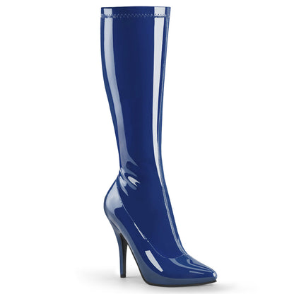 SEDUCE-2000 Pleaser Navy Blue 5 Inch High Heel Thigh Boots Navy Blue Str Pat