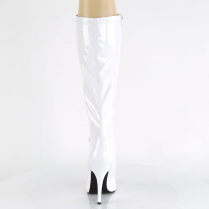 SEDUCE-2000 Pleasers 5 Inch Heel White Patent Fetish Knee High Boots Footwear