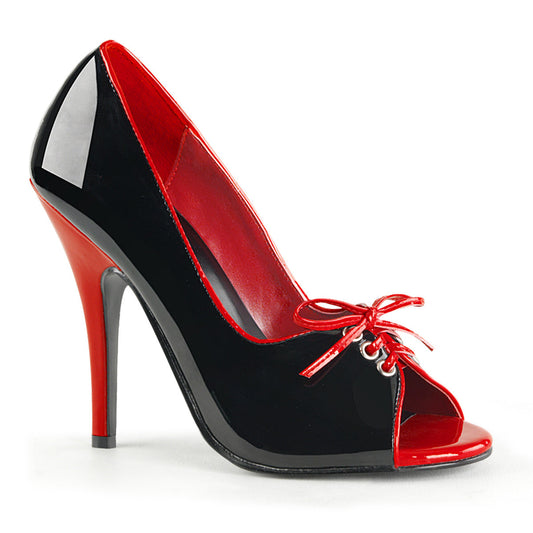 SEDUCE-216 Pleasers 5 Inch Heel Black and Red Fetish Footwear
