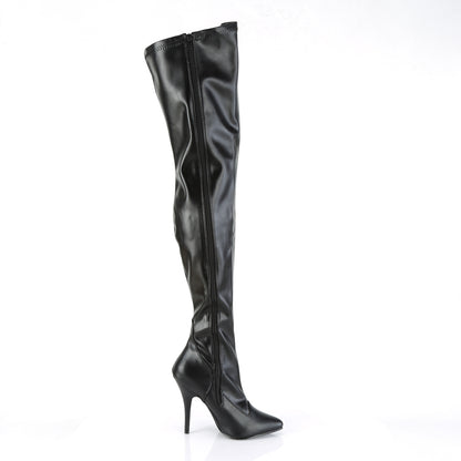 Pleaser SEDUCE-3000 Black Thigh High Boots - 5 Inch Heels