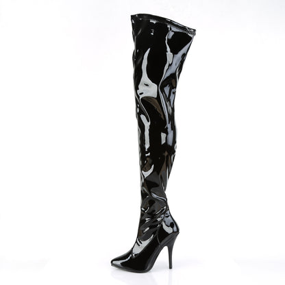Pleaser SEDUCE-3000 Black Thigh High Boots - 5 Inch Heels