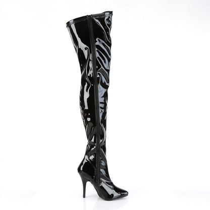 Pleaser SEDUCE-3000 Black Thigh High Boots - 5 Inch Heels