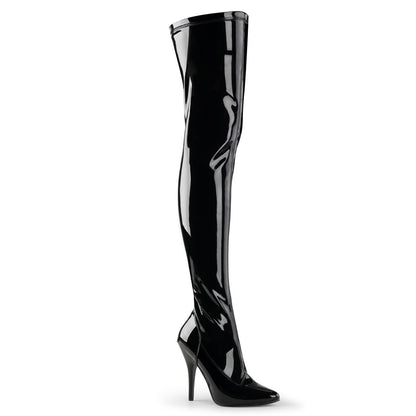 Pleaser SEDUCE-3000 Black Thigh High Boots - 5 Inch Heels