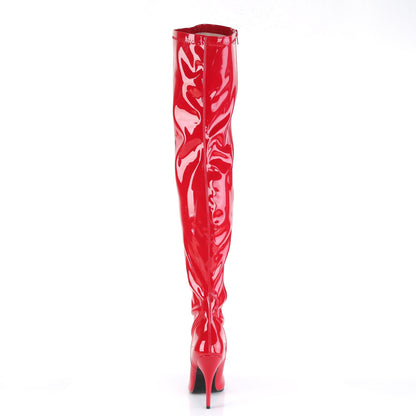 Pleaser SEDUCE-3000 Red Thigh High Boots - 5 Inch Heels