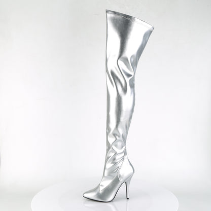 SEDUCE-3000 Pleaser Silver 5 Inch Provocative Thigh Boots