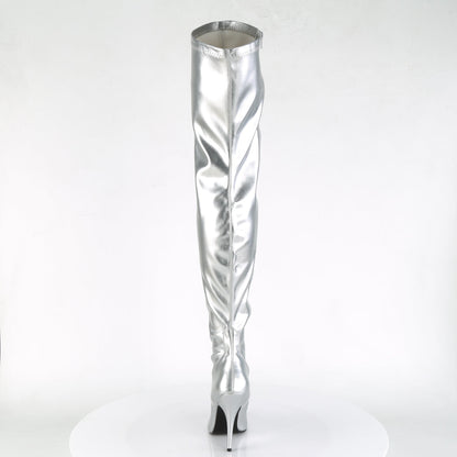 SEDUCE-3000 Pleaser Silver 5 Inch Provocative Thigh Boots