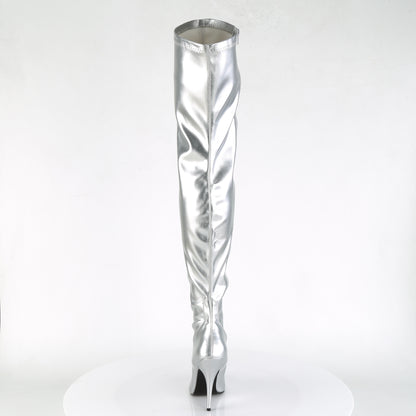 SEDUCE-3000 Pleaser Silver 5 Inch Provocative Thigh Boots