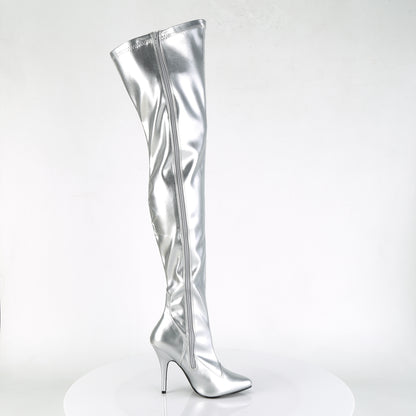 SEDUCE-3000 Pleaser Silver 5 Inch Provocative Thigh Boots