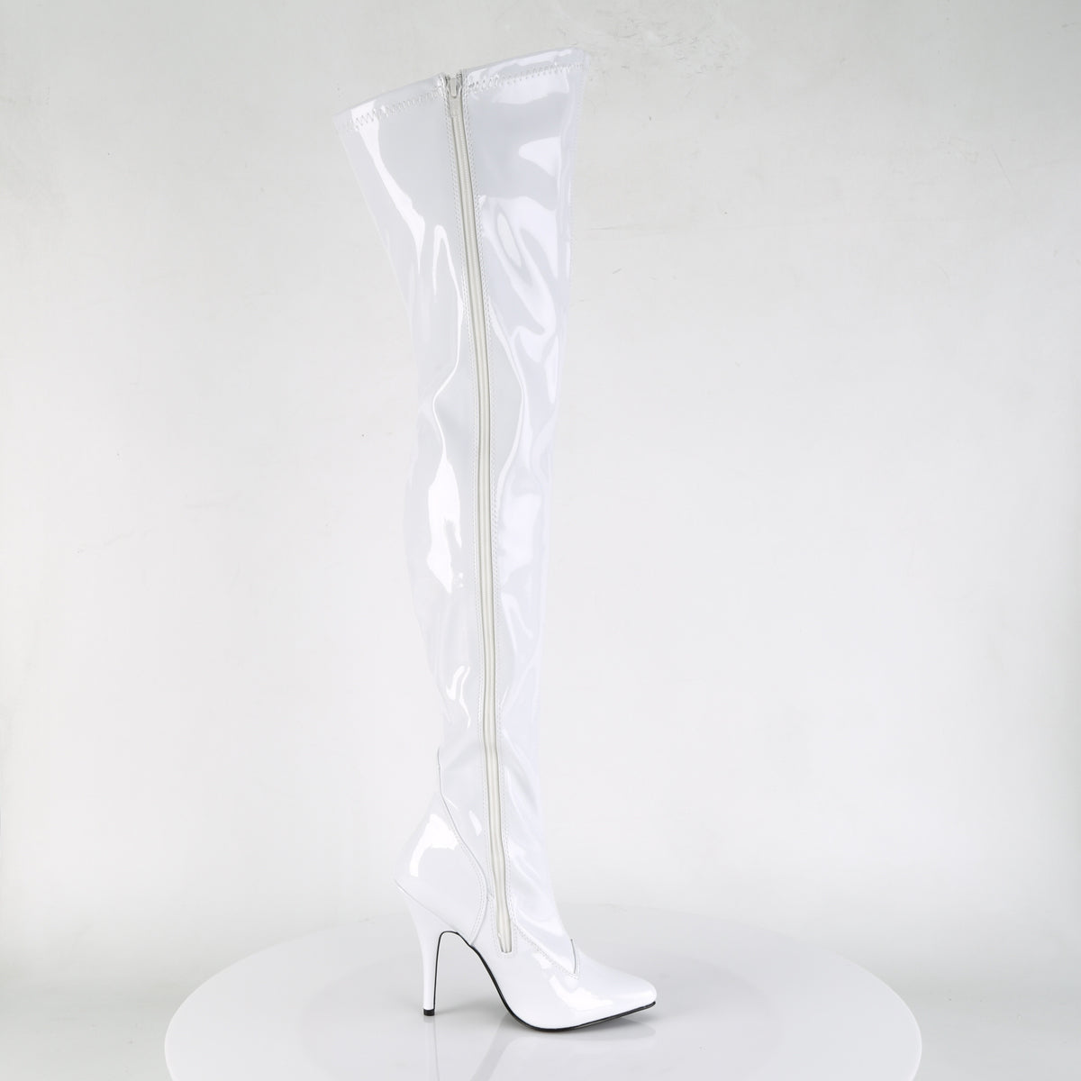 Pleaser SEDUCE-3000 White Thigh High Boots - 5 Inch Heels