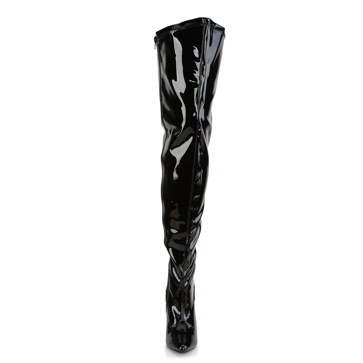 SEDUCE-3000WC Pleaser Pink Label Black Patent 5 Inch Fetish Wide Thigh Boots