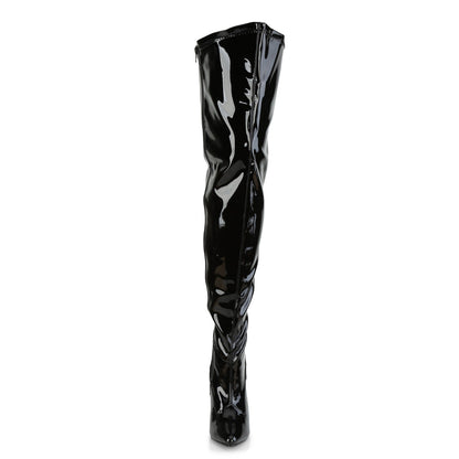 SEDUCE-3000WC Pleaser Pink Label Black Patent 5 Inch Fetish Wide Thigh Boots