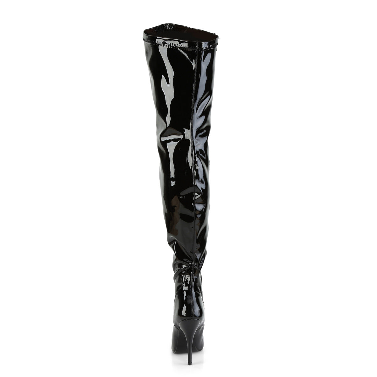 SEDUCE-3000WC Pleaser Pink Label Black Patent 5 Inch Fetish Wide Thigh Boots