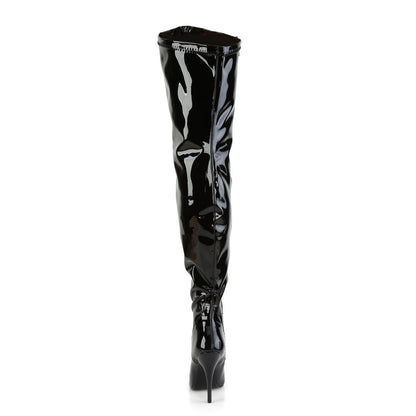SEDUCE-3000WC Pleaser Pink Label Black Patent 5 Inch Fetish Wide Thigh Boots