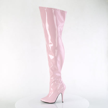 Pleaser Pink Label SEDUCE-3000WC Black Thigh High Boots - 5 Inch Heels