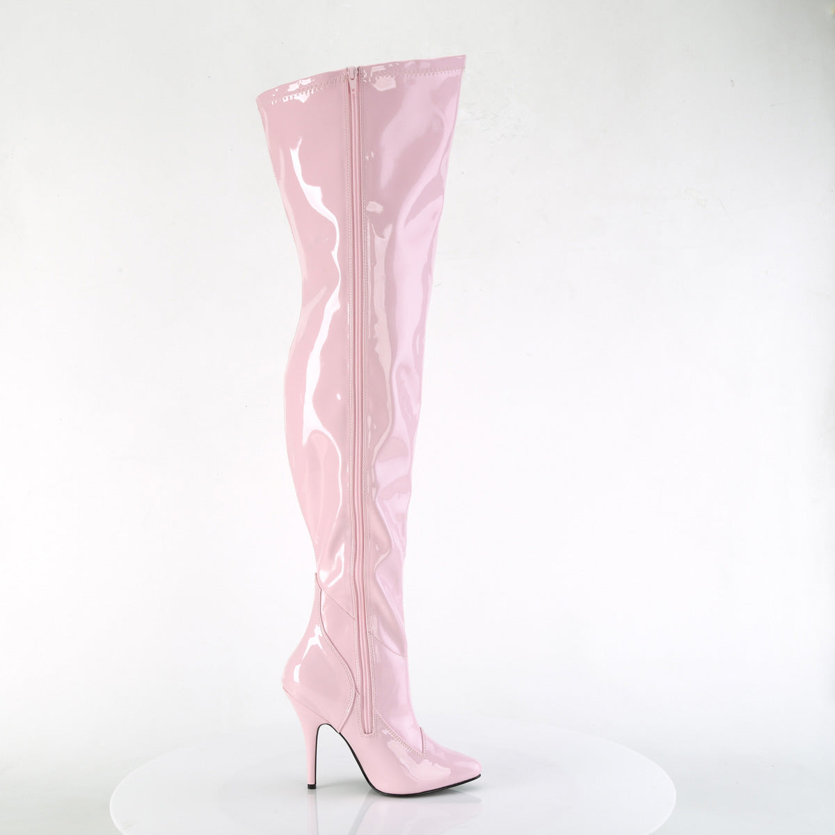 Pleaser Pink Label SEDUCE-3000WC Black Thigh High Boots - 5 Inch Heels