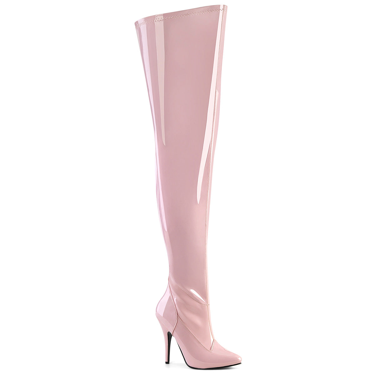 Pleaser Pink Label SEDUCE-3000WC Black Thigh High Boots - 5 Inch Heels