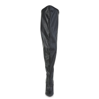 SEDUCE-3000WC Pleaser Pink Label Black Faux Leather 5 Inch Sexy Wide Thigh Boots