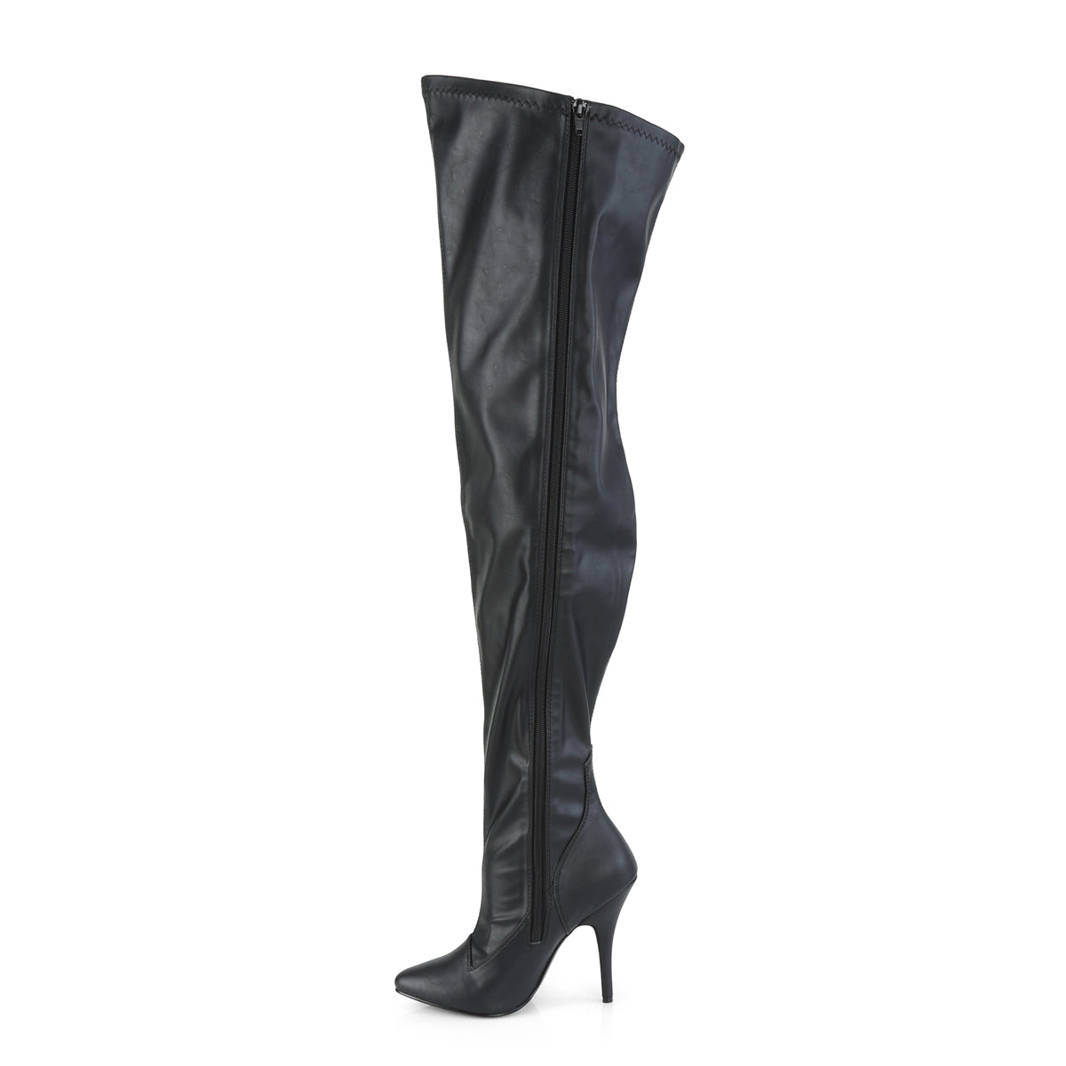 SEDUCE-3000WC Pleaser Pink Label Black Faux Leather 5 Inch Sexy Wide Thigh Boots