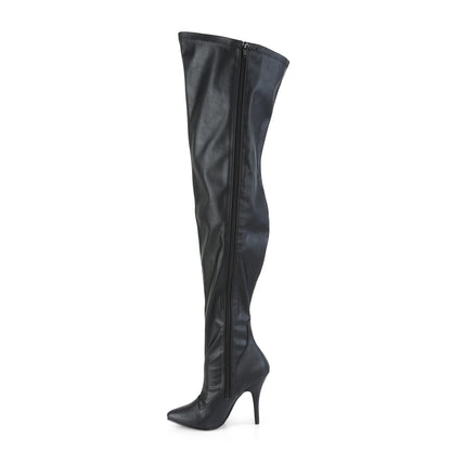 SEDUCE-3000WC Pleaser Pink Label Black Faux Leather 5 Inch Sexy Wide Thigh Boots