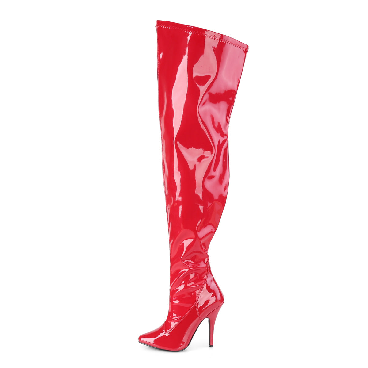 SEDUCE-3000WC Pleaser Pink Label Red 5 Inch Fetish Wide Thigh Boots