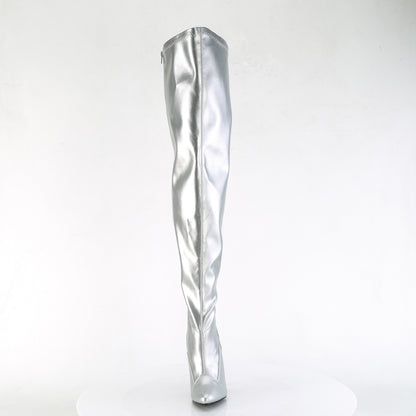 Pleaser SEDUCE-3000WC Silver Metallic Thigh High Boots - 5 Inch Heels