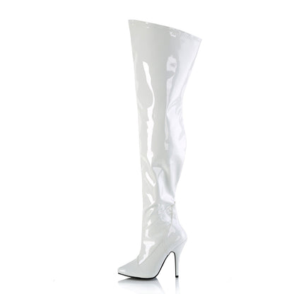 SEDUCE-3000WC Pleaser White 5 Inch Wide Ladies Thigh Boots