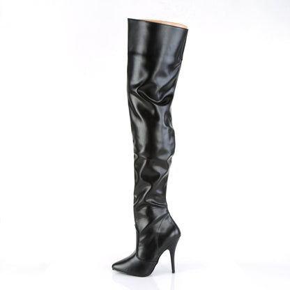 Pleaser SEDUCE-3010 Black Thigh High Boots - 5 Inch Heels
