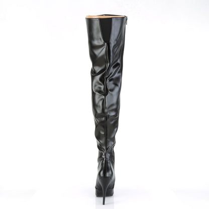 Pleaser SEDUCE-3010 Black Thigh High Boots - 5 Inch Heels