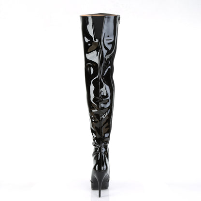 Pleaser SEDUCE-3010 Black Thigh High Boots - 5 Inch Heels