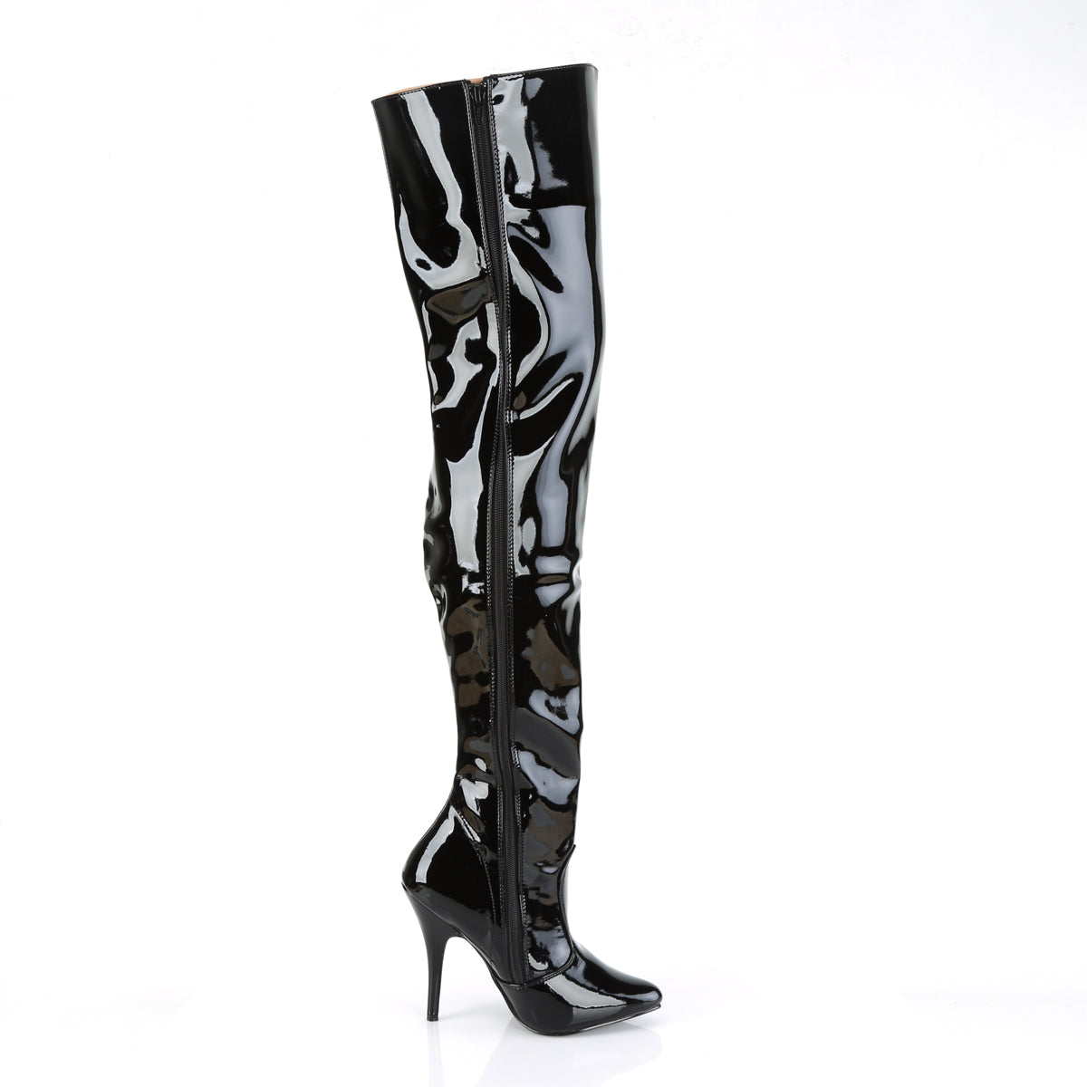 Pleaser SEDUCE-3010 Black Thigh High Boots - 5 Inch Heels