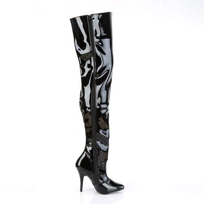 Pleaser SEDUCE-3010 Black Thigh High Boots - 5 Inch Heels