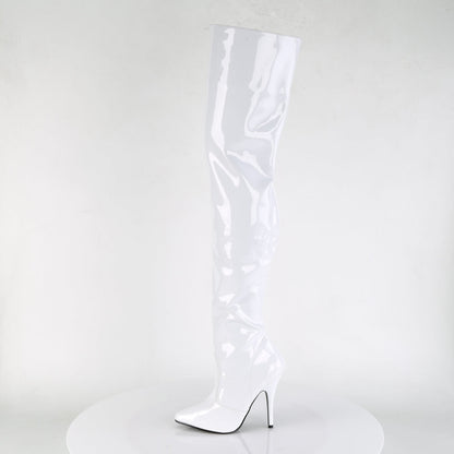 SEDUCE-3010 Thigh Boots 5 Inch Heel White Patent Fetish Thigh Boots