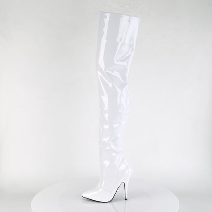 Pleaser SEDUCE-3010 White Thigh High Boots - 5 Inch Heels