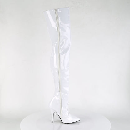 SEDUCE-3010 Thigh Boots 5 Inch Heel White Patent Fetish Thigh Boots