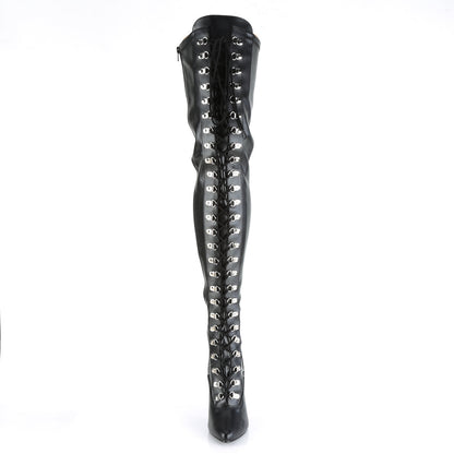 SEDUCE-3024 Pleasers Thigh Boots 5" Heel Black Fetish Thigh High Boots
