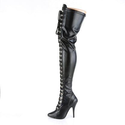 Pleaser SEDUCE-3024 Black Thigh High Boots - 5 Inch Heels
