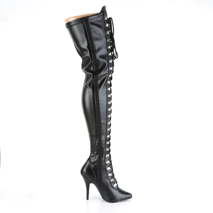 SEDUCE-3024 Pleasers Thigh Boots 5" Heel Black Fetish Thigh High Boots