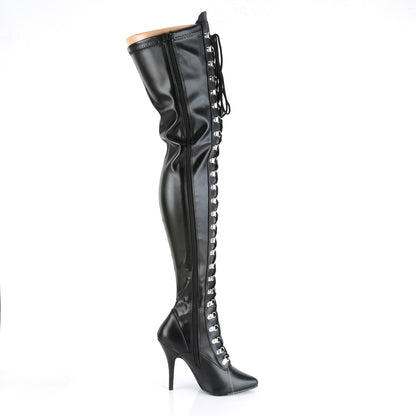 Pleaser SEDUCE-3024 Black Thigh High Boots - 5 Inch Heels
