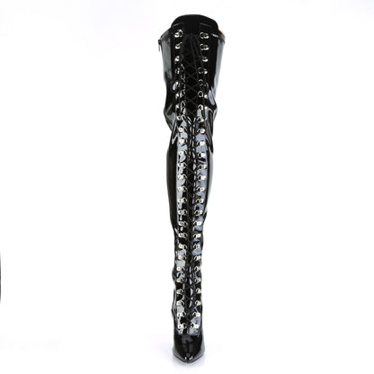 Pleaser SEDUCE-3024 Black Thigh High Boots - 5 Inch Heels