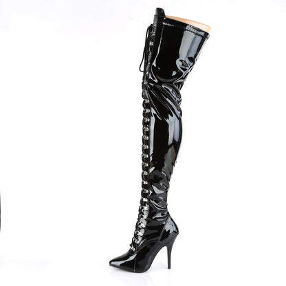 SEDUCE-3024 Thigh Boots 5" Heel Black Patent Fetish Thigh High Boots