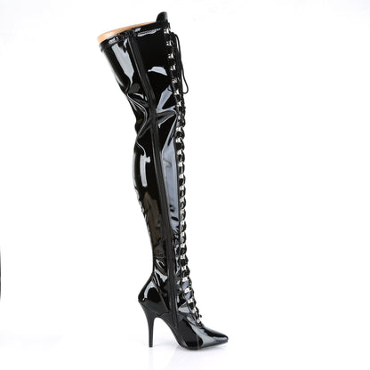 SEDUCE-3024 Thigh Boots 5" Heel Black Patent Fetish Thigh High Boots
