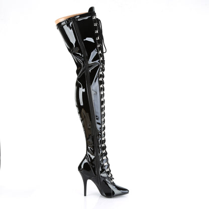 Pleaser SEDUCE-3024 Black Thigh High Boots - 5 Inch Heels