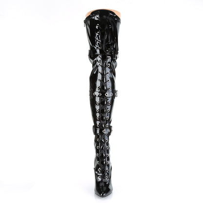 Pleaser SEDUCE-3028 Black Lace-Up Thigh High Boots - 5 Inch Heels