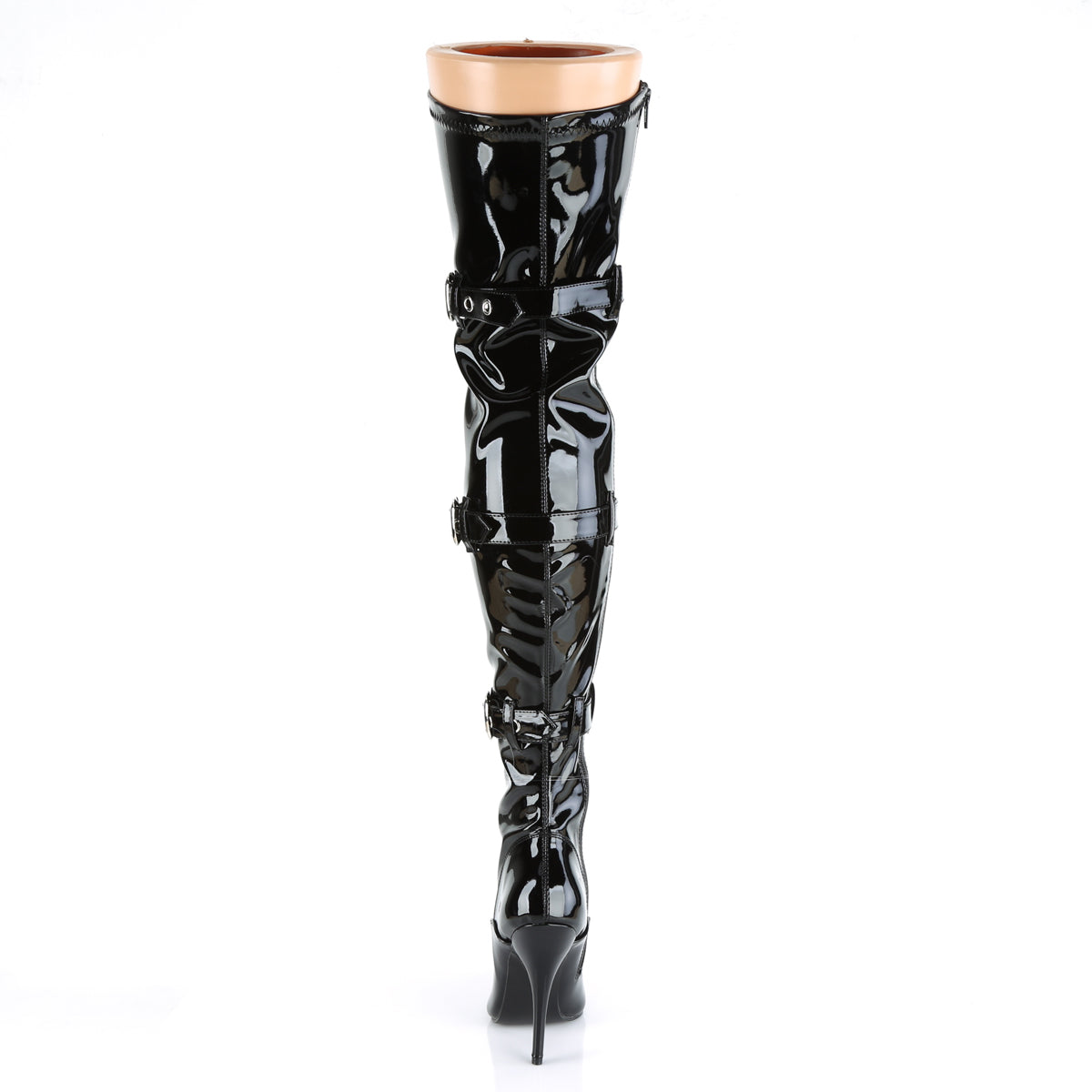 Pleaser SEDUCE-3028 Black Lace-Up Thigh High Boots - 5 Inch Heels