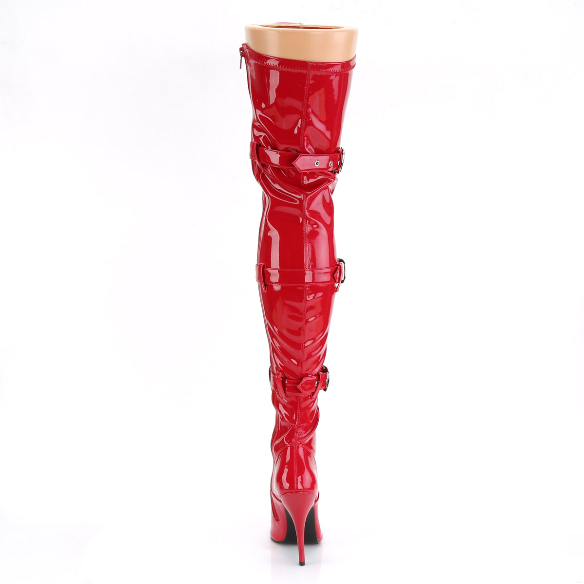 Pleaser SEDUCE-3028 Red Lace-Up Thigh High Boots - 5 Inch Heels