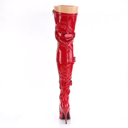 Pleaser SEDUCE-3028 Red Lace-Up Thigh High Boots - 5 Inch Heels